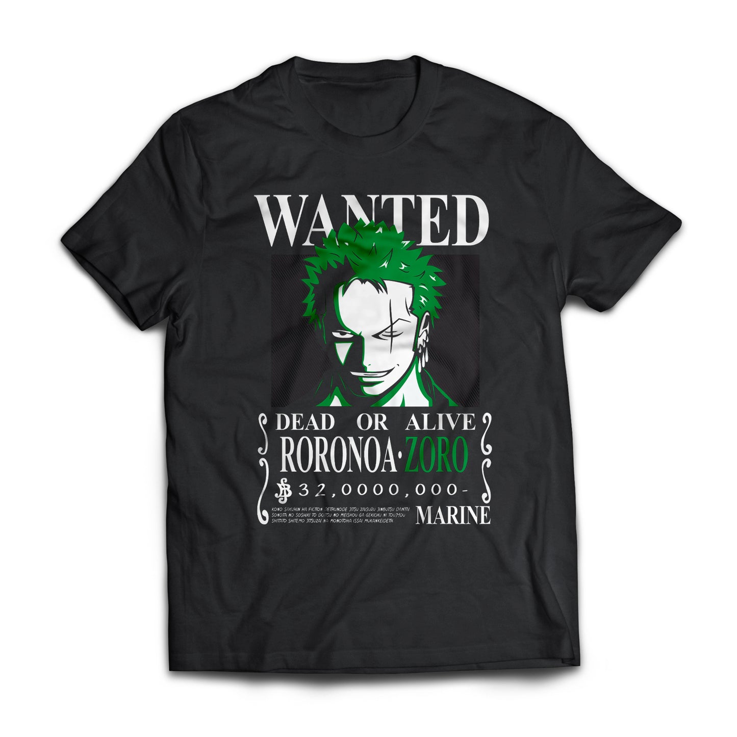 Playera Cartel de Wanted Zoro Roronoa - One Piece Sublimada DTG