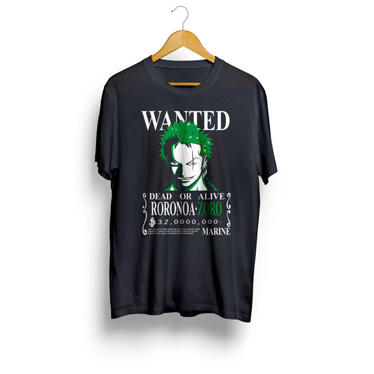 Playera Cartel de Wanted Zoro Roronoa - One Piece Sublimada DTG